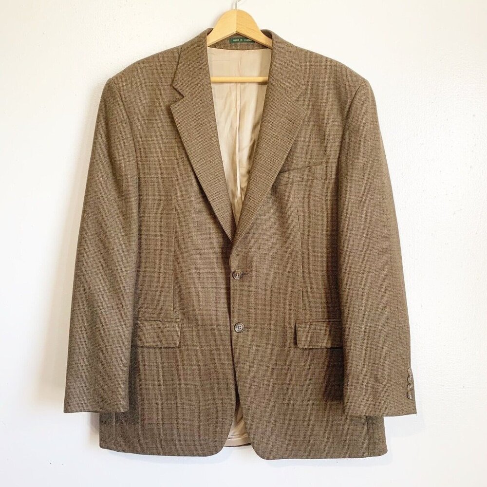 Lauren Ralph Lauren Men’s 46 Tan Plaid Wool Sports Blazer Classic Career Office